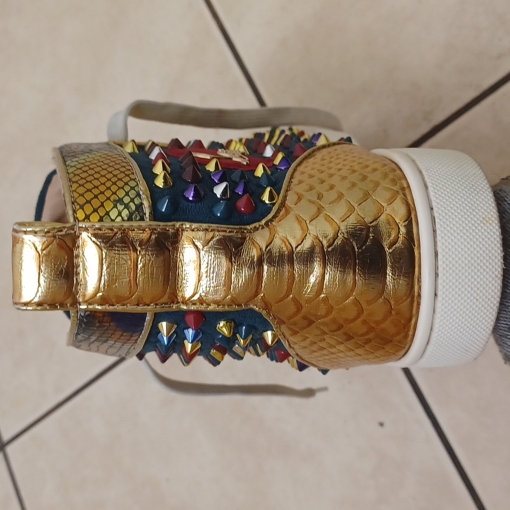 Christian Louboutin High Top Laminato Dino Spikes Yang Louis Muti-color  Size 10 - Picture 2 of 16